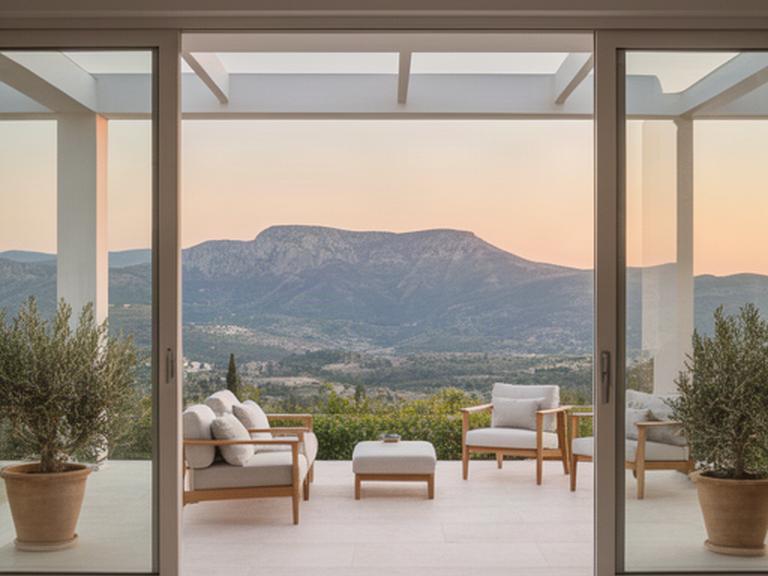 Cerramiento acristalado de una terraza terminada con vistas a las sierras de Córdoba